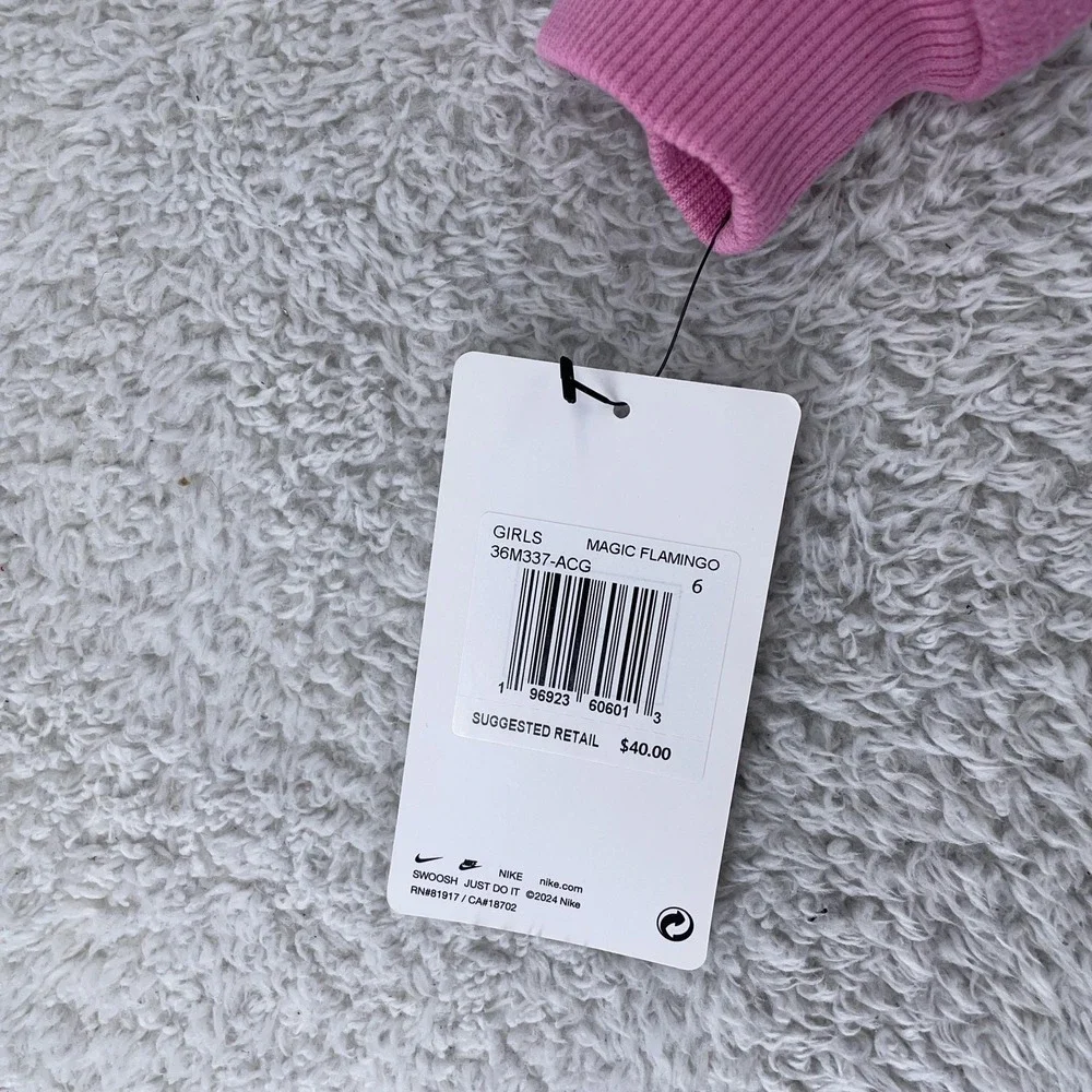 Nike Sweatshirt YOUTH‎ Girls 5-6 Magic Flamingo Pink Swoosh Embossed Crewneck